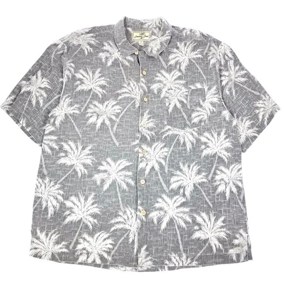 Jamaica Jaxx 100% Silk Palm Tree Short Sleeve Button Down Hawaiian Shirt Mens XL - Picture 1 of 4